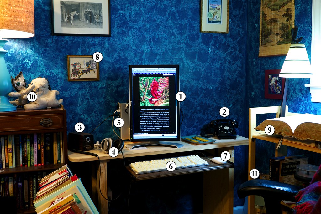 Headphones on a wooden desk