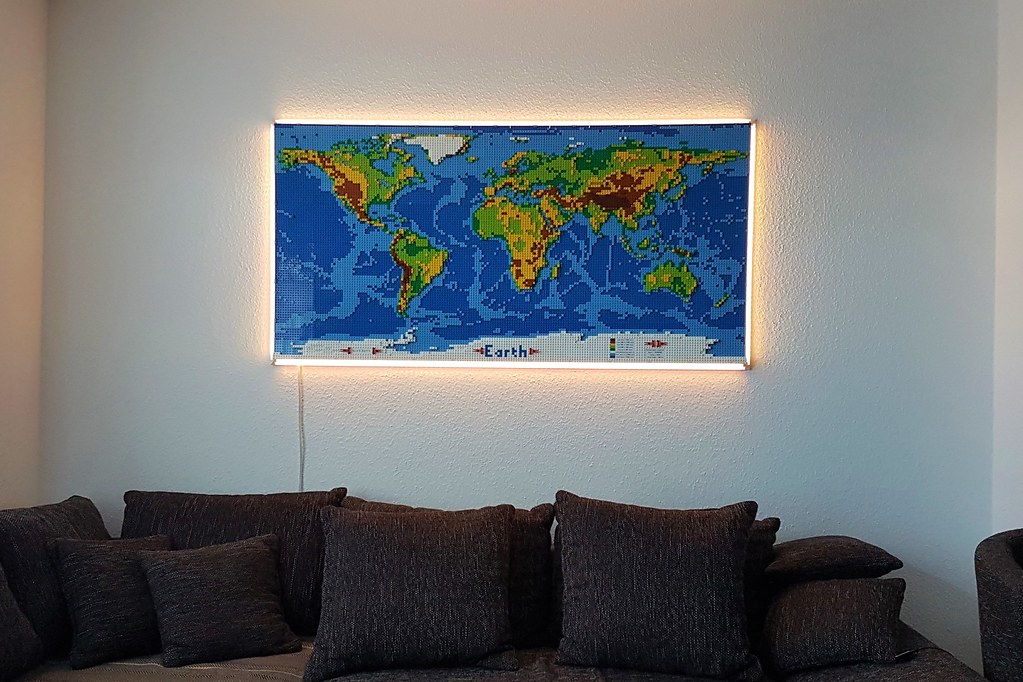 World map hanging on a wall