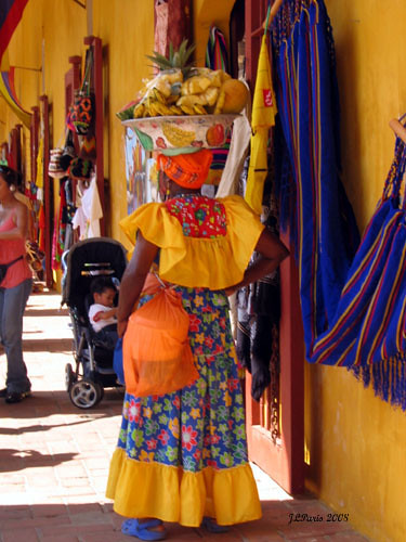 Colorful colonial architecture in historic Cartagena, Colombia